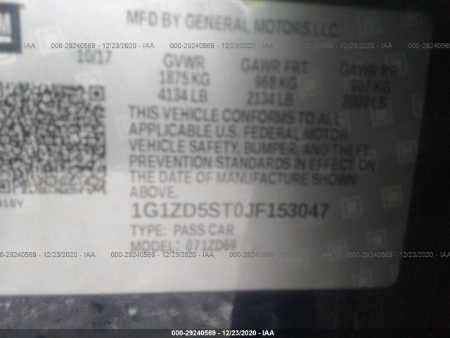 Photo 8 VIN: 1G1ZD5ST0JF153047 - CHEVROLET MALIBU 