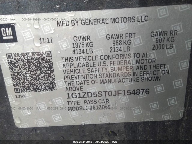 Photo 8 VIN: 1G1ZD5ST0JF154876 - CHEVROLET MALIBU 