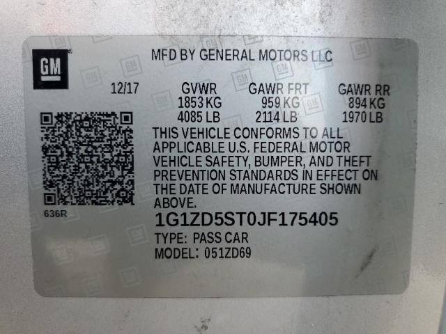 Photo 11 VIN: 1G1ZD5ST0JF175405 - CHEVROLET MALIBU LT 