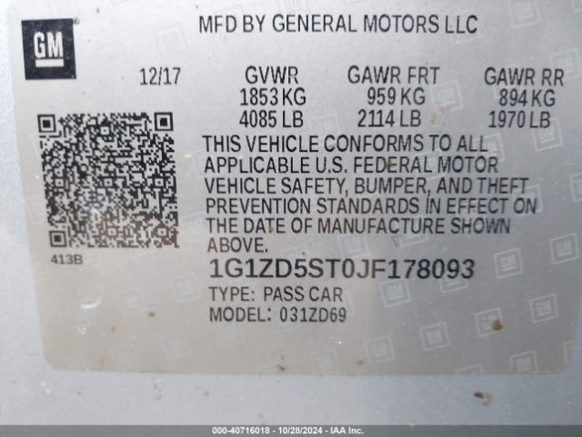 Photo 8 VIN: 1G1ZD5ST0JF178093 - CHEVROLET MALIBU 