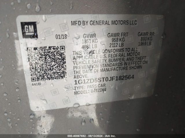 Photo 8 VIN: 1G1ZD5ST0JF182564 - CHEVROLET MALIBU 