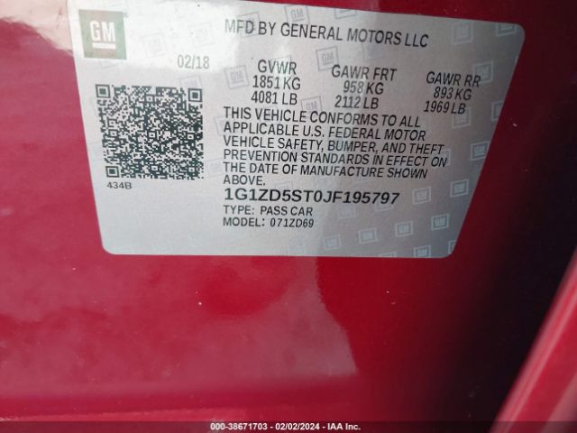 Photo 8 VIN: 1G1ZD5ST0JF195797 - CHEVROLET MALIBU 