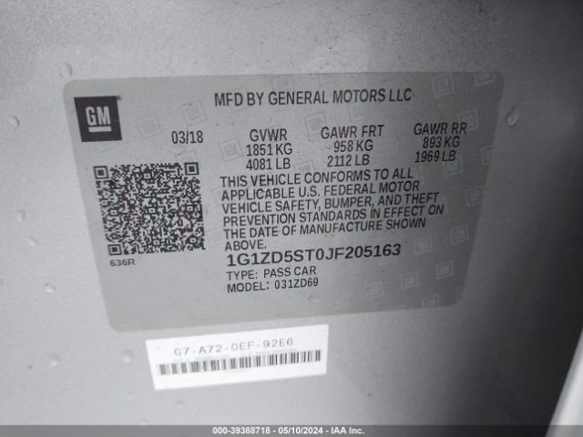 Photo 8 VIN: 1G1ZD5ST0JF205163 - CHEVROLET MALIBU 