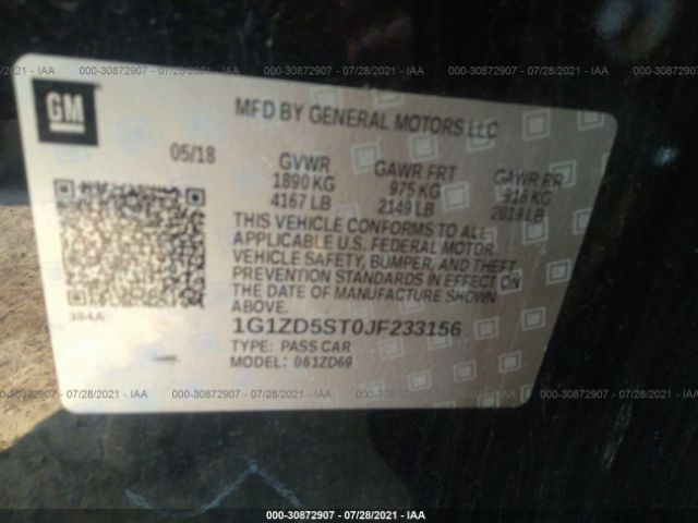 Photo 8 VIN: 1G1ZD5ST0JF233156 - CHEVROLET MALIBU 