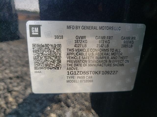 Photo 9 VIN: 1G1ZD5ST0KF109227 - CHEVROLET MALIBU LT 