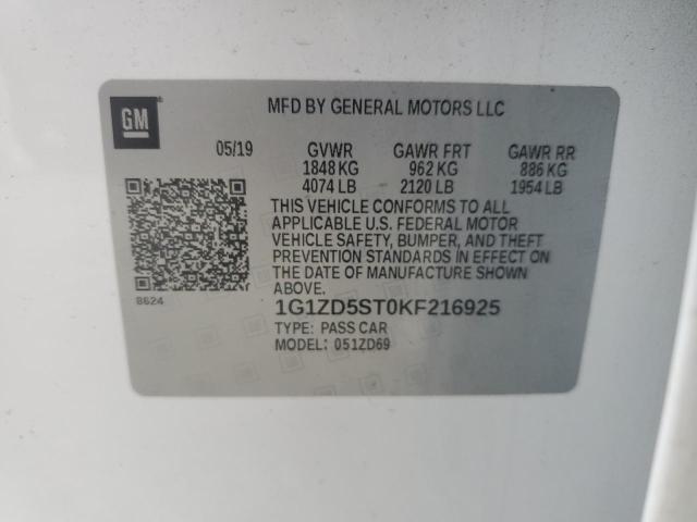 Photo 12 VIN: 1G1ZD5ST0KF216925 - CHEVROLET MALIBU LT 