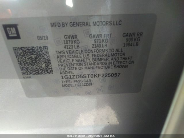 Photo 8 VIN: 1G1ZD5ST0KF225057 - CHEVROLET MALIBU 