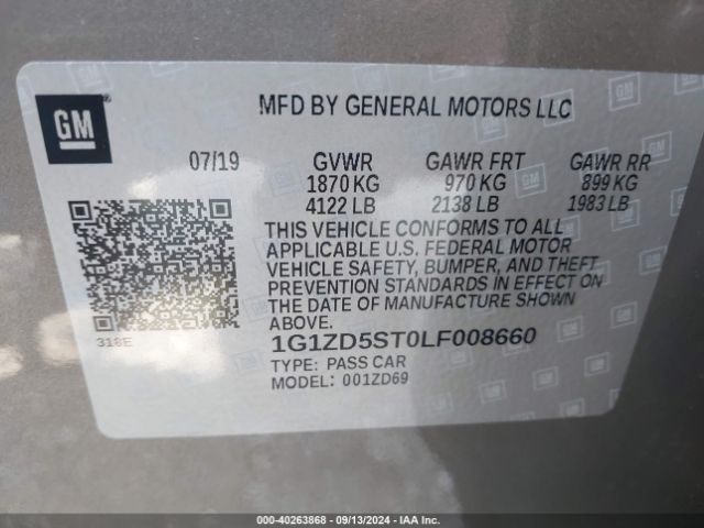 Photo 8 VIN: 1G1ZD5ST0LF008660 - CHEVROLET MALIBU 