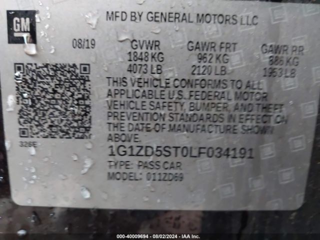 Photo 8 VIN: 1G1ZD5ST0LF034191 - CHEVROLET MALIBU 