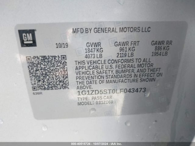 Photo 8 VIN: 1G1ZD5ST0LF043473 - CHEVROLET MALIBU 