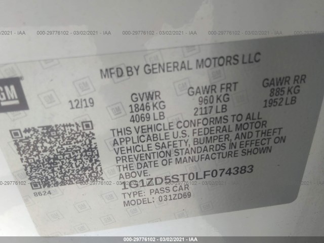 Photo 8 VIN: 1G1ZD5ST0LF074383 - CHEVROLET MALIBU 