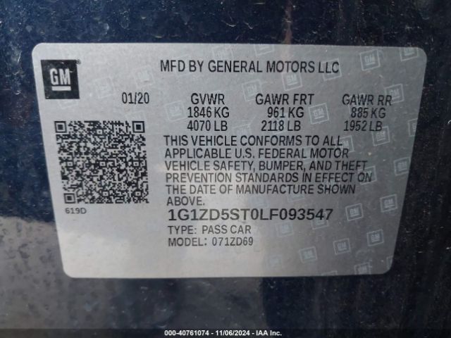 Photo 8 VIN: 1G1ZD5ST0LF093547 - CHEVROLET MALIBU 