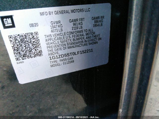 Photo 8 VIN: 1G1ZD5ST0LF152211 - CHEVROLET MALIBU 