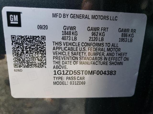 Photo 9 VIN: 1G1ZD5ST0MF004383 - CHEVROLET MALIBU LT 