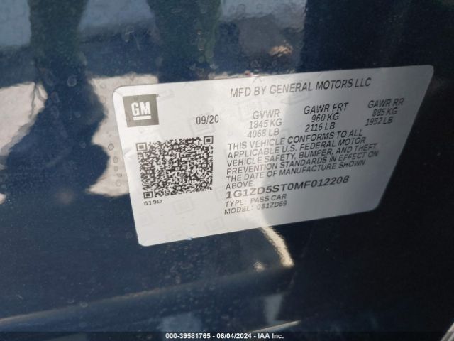 Photo 8 VIN: 1G1ZD5ST0MF012208 - CHEVROLET MALIBU 