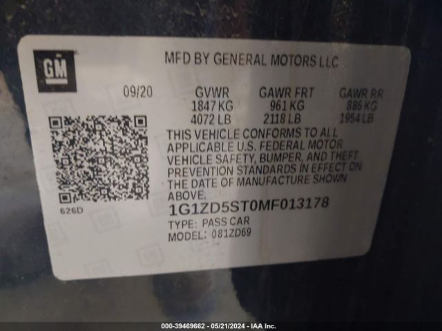 Photo 8 VIN: 1G1ZD5ST0MF013178 - CHEVROLET MALIBU 