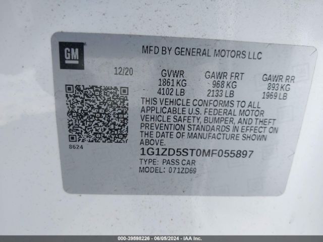 Photo 8 VIN: 1G1ZD5ST0MF055897 - CHEVROLET MALIBU 