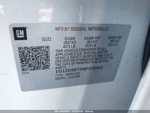 Photo 8 VIN: 1G1ZD5ST0MF070562 - CHEVROLET MALIBU 