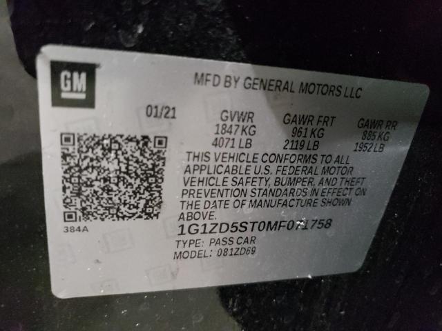 Photo 11 VIN: 1G1ZD5ST0MF071758 - CHEVROLET MALIBU LT 