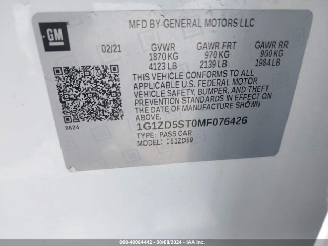 Photo 8 VIN: 1G1ZD5ST0MF076426 - CHEVROLET MALIBU 