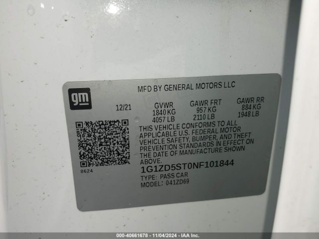 Photo 8 VIN: 1G1ZD5ST0NF101844 - CHEVROLET MALIBU 