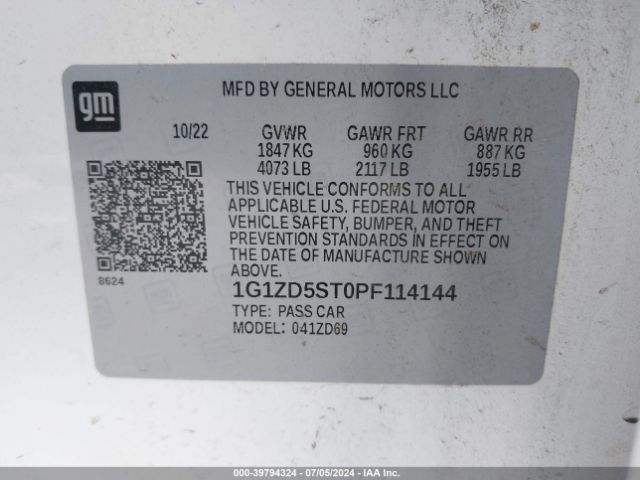 Photo 8 VIN: 1G1ZD5ST0PF114144 - CHEVROLET MALIBU 