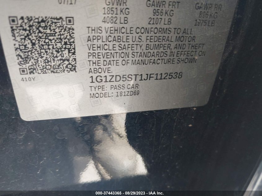 Photo 8 VIN: 1G1ZD5ST1JF112538 - CHEVROLET MALIBU 