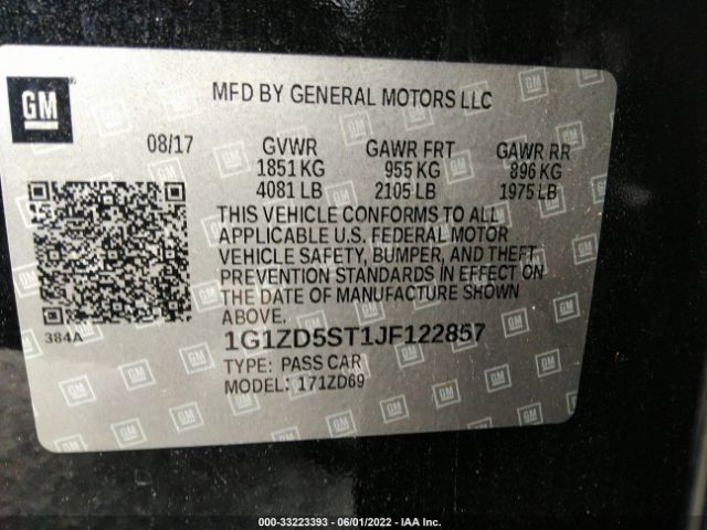 Photo 8 VIN: 1G1ZD5ST1JF122857 - CHEVROLET MALIBU 