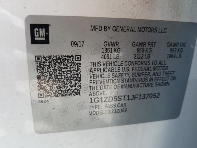 Photo 9 VIN: 1G1ZD5ST1JF137052 - CHEVROLET MALIBU LT 