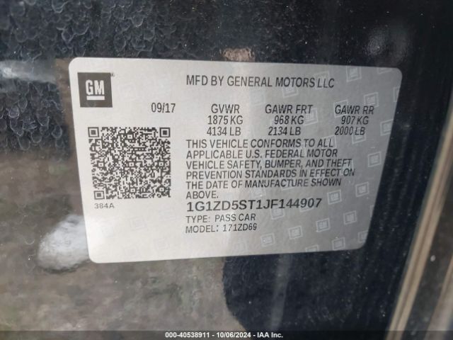 Photo 8 VIN: 1G1ZD5ST1JF144907 - CHEVROLET MALIBU 