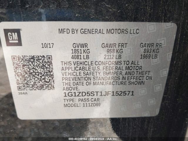 Photo 8 VIN: 1G1ZD5ST1JF152571 - CHEVROLET MALIBU 