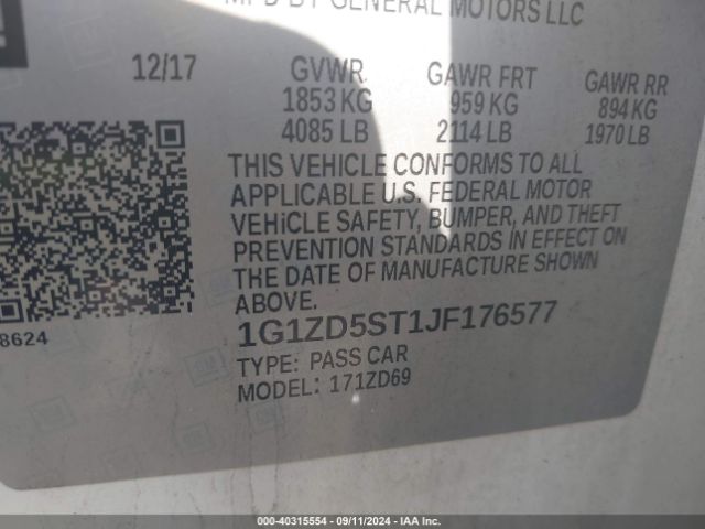 Photo 8 VIN: 1G1ZD5ST1JF176577 - CHEVROLET MALIBU 