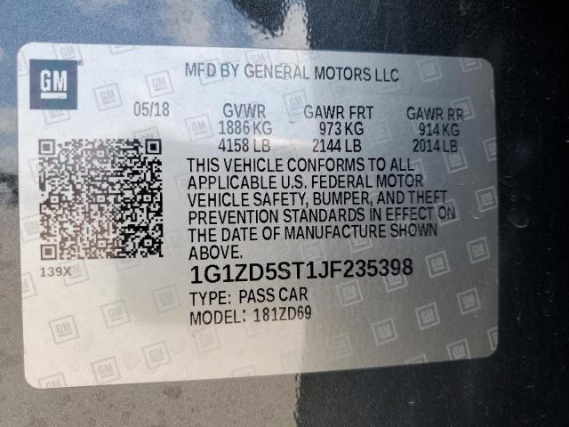 Photo 11 VIN: 1G1ZD5ST1JF235398 - CHEVROLET MALIBU LT 