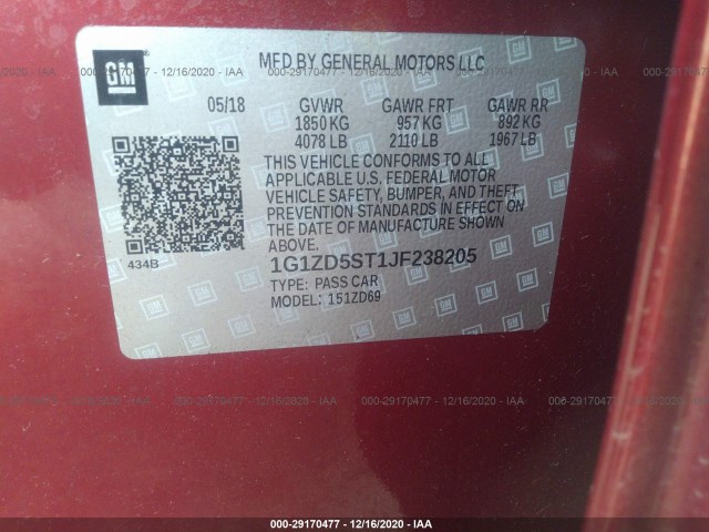 Photo 8 VIN: 1G1ZD5ST1JF238205 - CHEVROLET MALIBU 