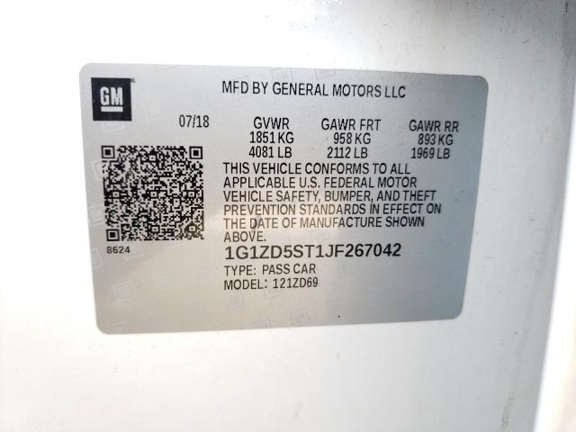 Photo 9 VIN: 1G1ZD5ST1JF267042 - CHEVROLET MALIBU LT 