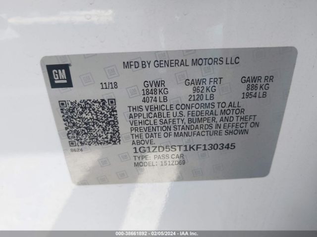 Photo 8 VIN: 1G1ZD5ST1KF130345 - CHEVROLET MALIBU 