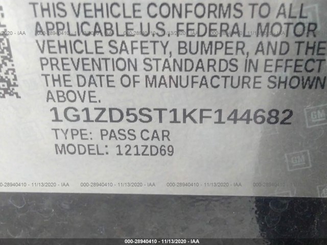 Photo 8 VIN: 1G1ZD5ST1KF144682 - CHEVROLET MALIBU 