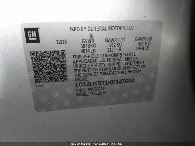 Photo 8 VIN: 1G1ZD5ST1KF147694 - CHEVROLET MALIBU 