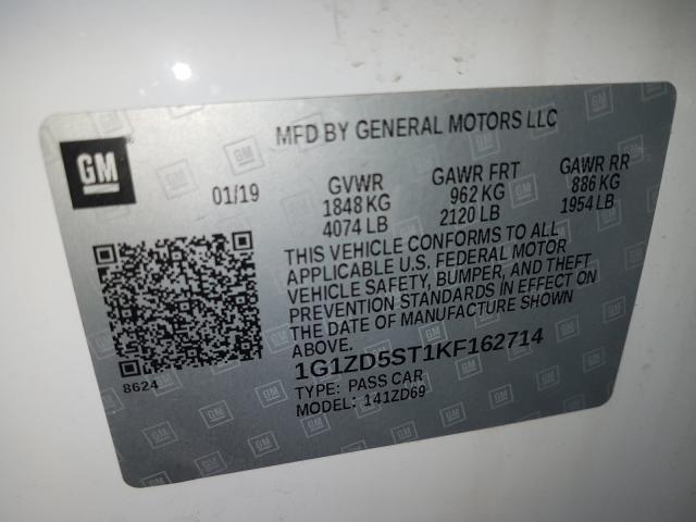 Photo 9 VIN: 1G1ZD5ST1KF162714 - CHEVROLET MALIBU LT 