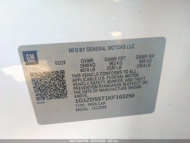 Photo 8 VIN: 1G1ZD5ST1KF163250 - CHEVROLET MALIBU 