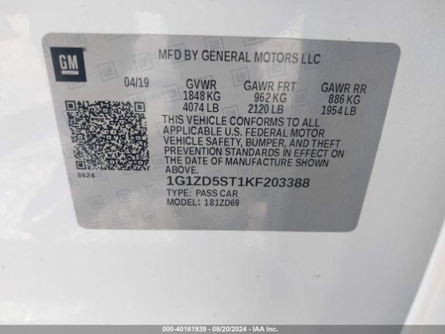 Photo 8 VIN: 1G1ZD5ST1KF203388 - CHEVROLET MALIBU 