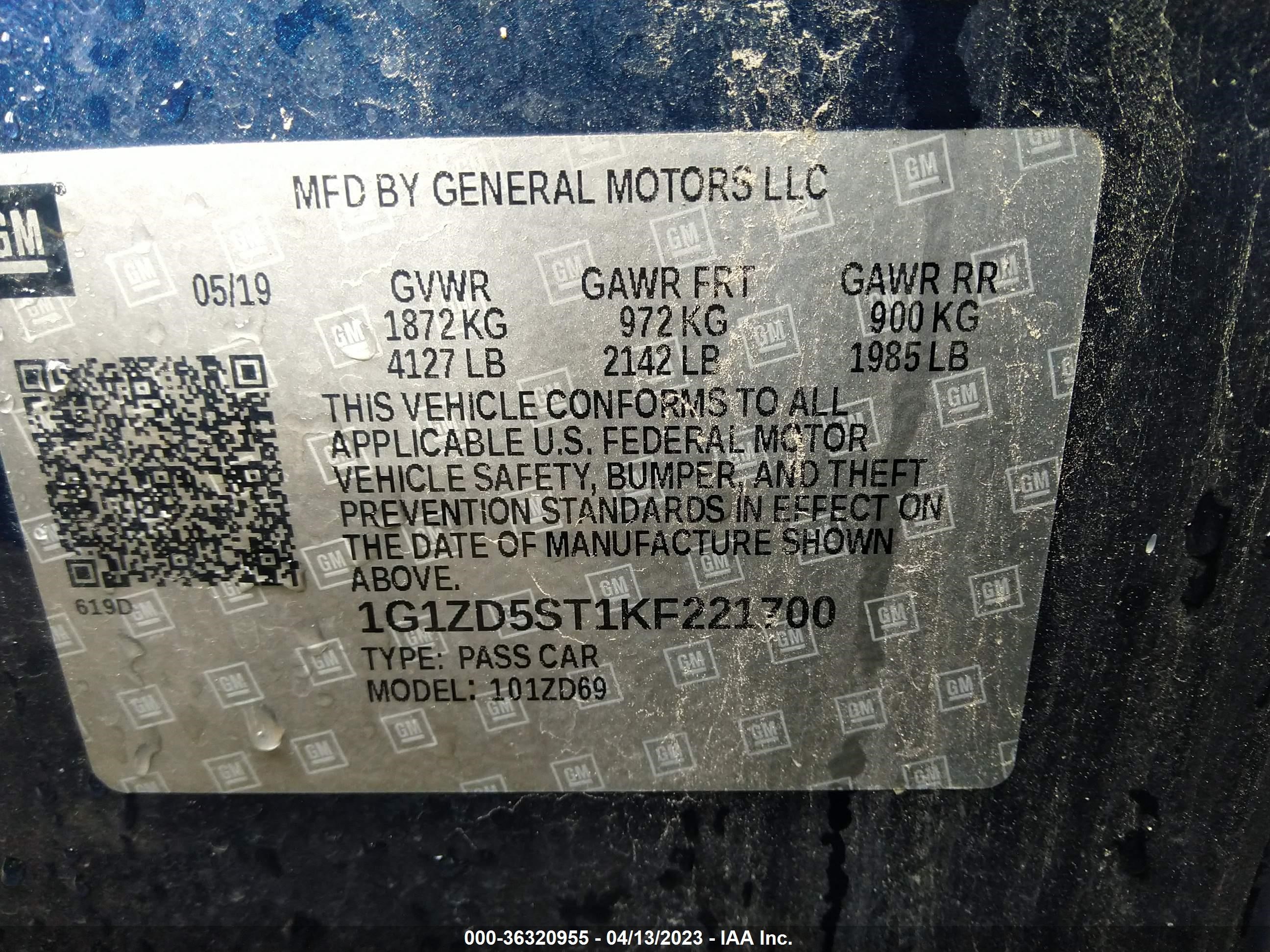 Photo 8 VIN: 1G1ZD5ST1KF221700 - CHEVROLET MALIBU 