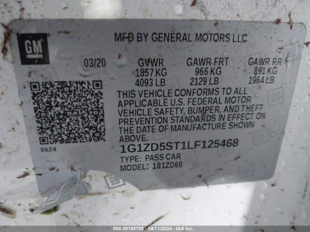 Photo 8 VIN: 1G1ZD5ST1LF125468 - CHEVROLET MALIBU 