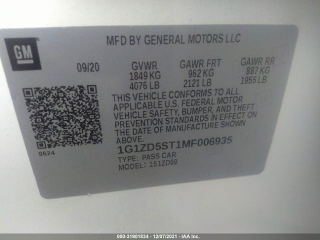 Photo 8 VIN: 1G1ZD5ST1MF006935 - CHEVROLET MALIBU 