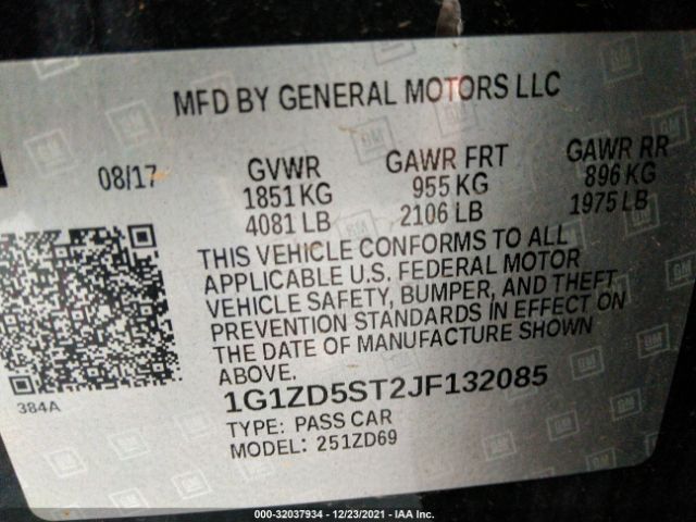 Photo 8 VIN: 1G1ZD5ST2JF132085 - CHEVROLET MALIBU 