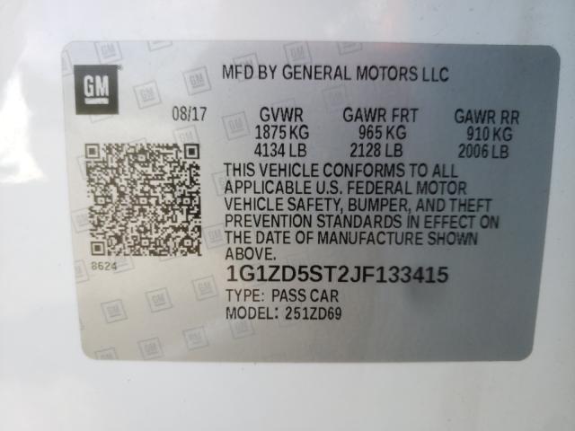 Photo 9 VIN: 1G1ZD5ST2JF133415 - CHEVROLET MALIBU LT 