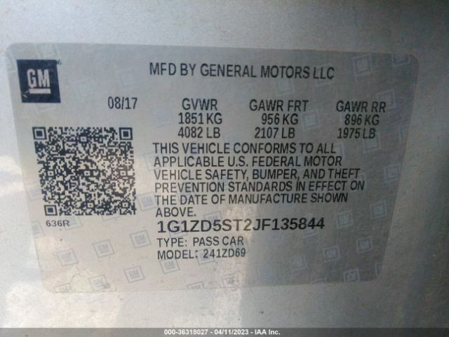 Photo 8 VIN: 1G1ZD5ST2JF135844 - CHEVROLET MALIBU 