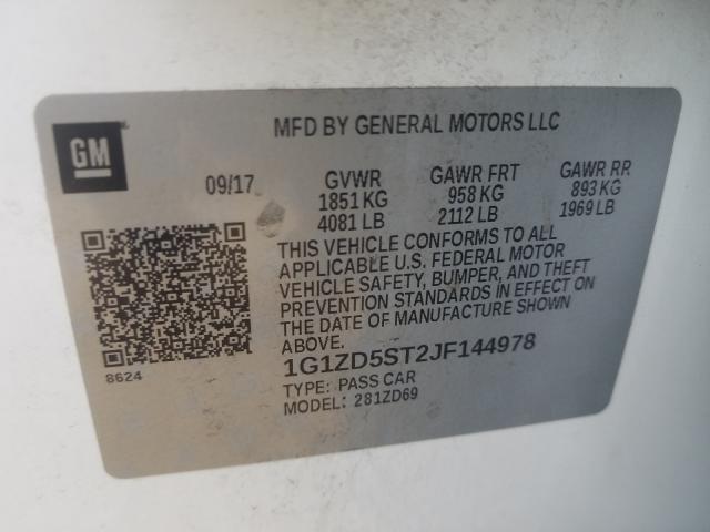 Photo 9 VIN: 1G1ZD5ST2JF144978 - CHEVROLET MALIBU LT 