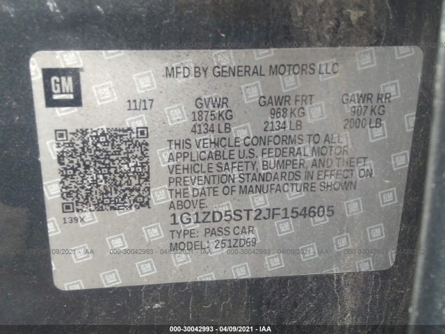 Photo 8 VIN: 1G1ZD5ST2JF154605 - CHEVROLET MALIBU 