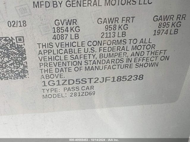 Photo 8 VIN: 1G1ZD5ST2JF185238 - CHEVROLET MALIBU 